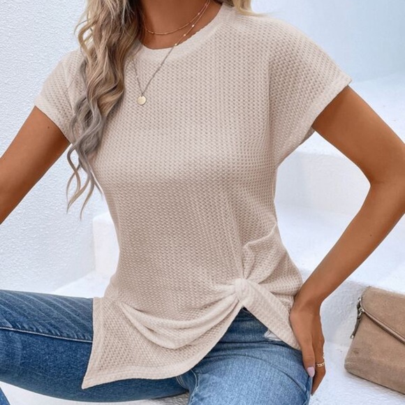 025 Cozy Cream Waffle Knit Casual Top - Picture 2 of 5